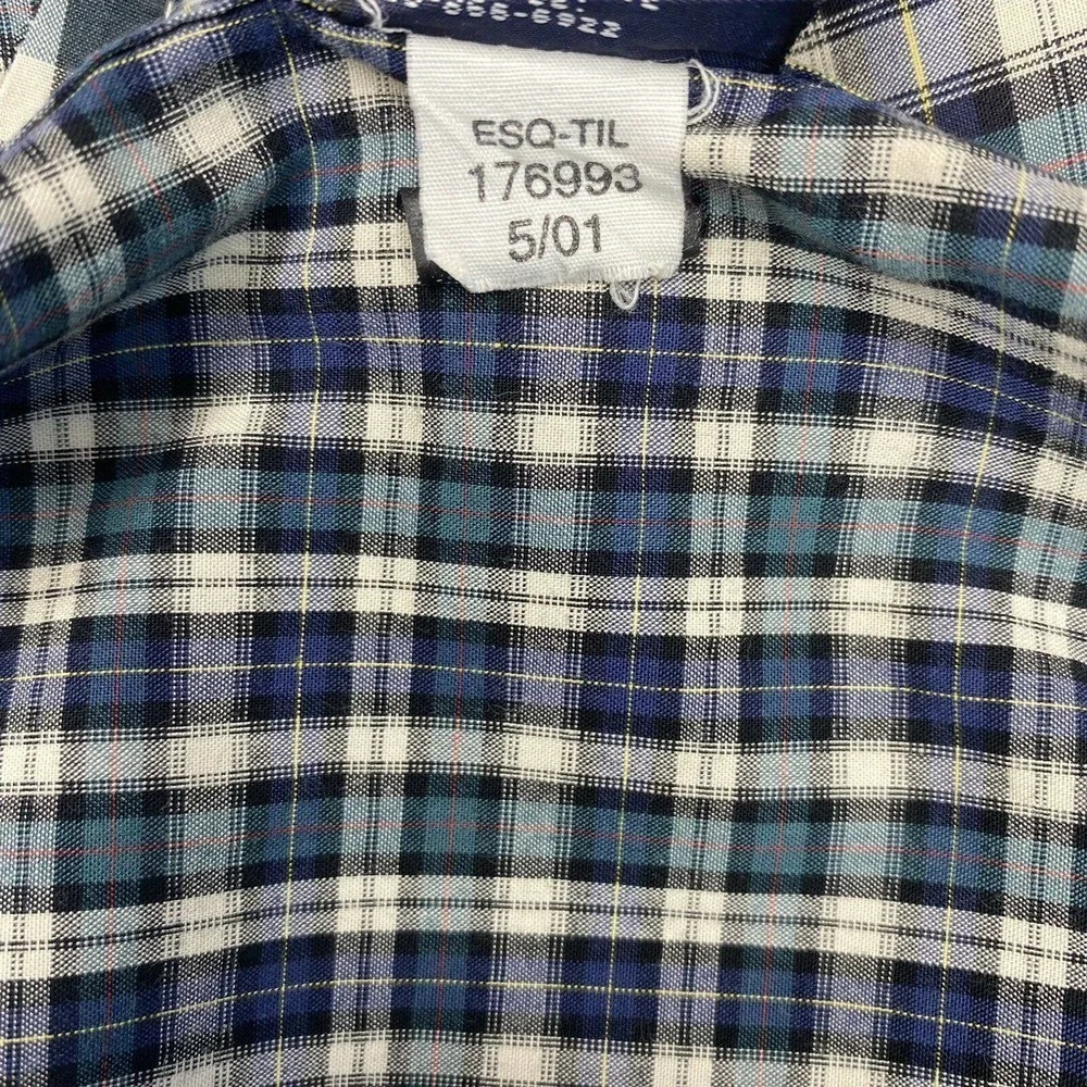Vintage Tommy Hilfiger Men's Green Plaid Long Sleeve Button Down Shirt Sz L